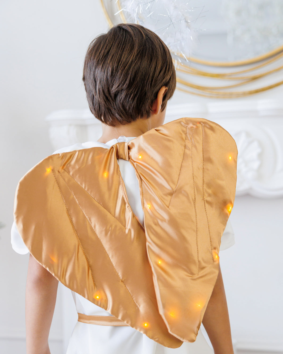 Boy's White Angel Costume with Lights, 5 Pieces