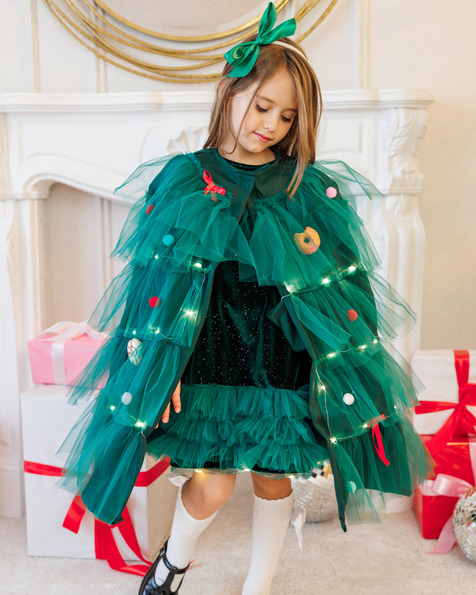 Outfit, Dress+Cape, Green