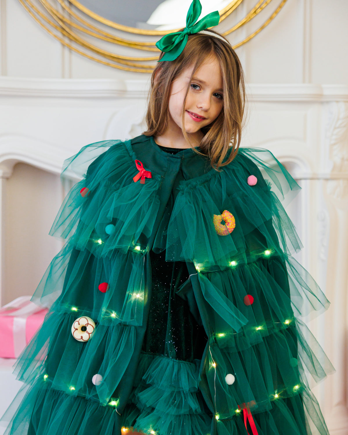 Outfit, Dress+Cape, Green