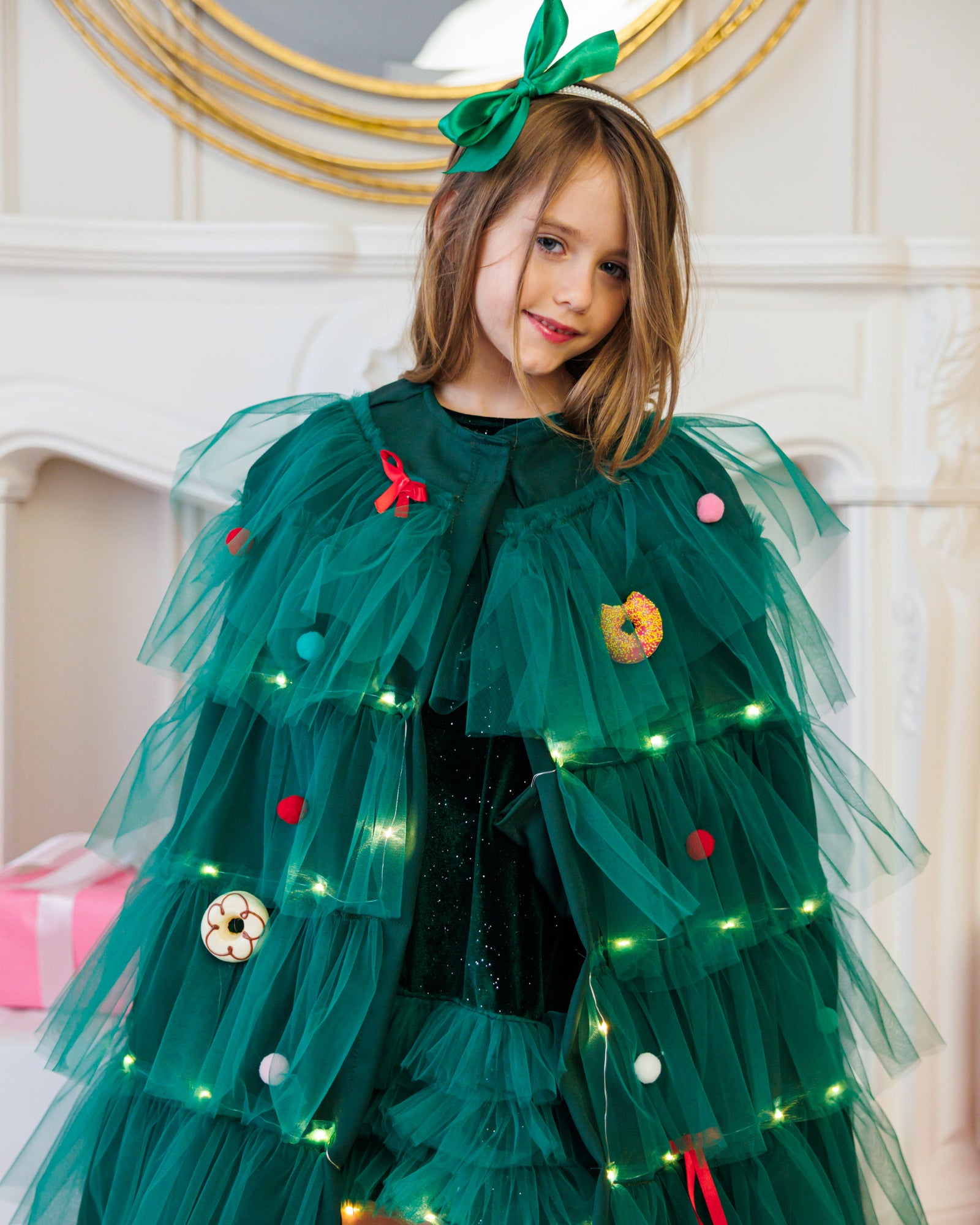 Outfit, Dress+Cape, Green