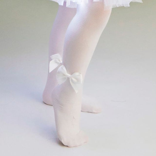 White Bow Tights, Soft, for Celebrations