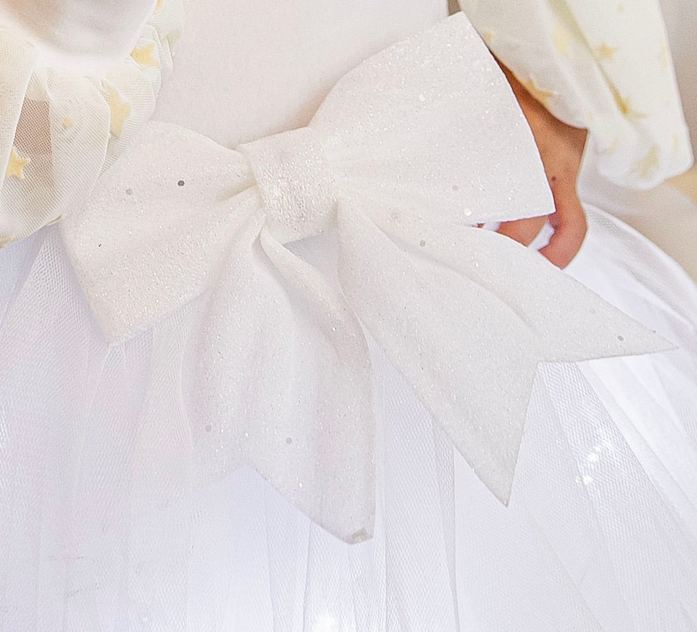 Pink Princess Skirt with Lights, Pink Glitter Bow, 6-10 years