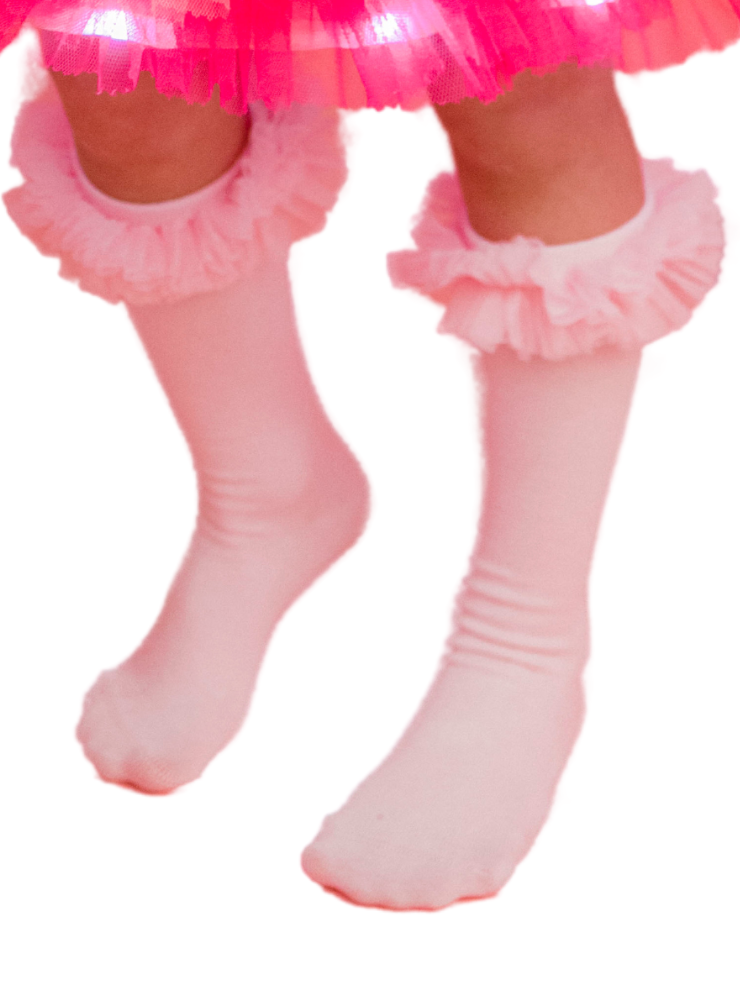 Pink Tulle Ruffle Socks