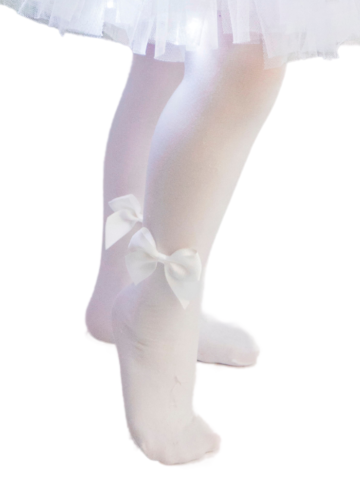 White Bow Tights, Soft, for Celebrations