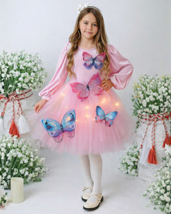 Rochita cu Luminite Fluturas, Roz, Primavara