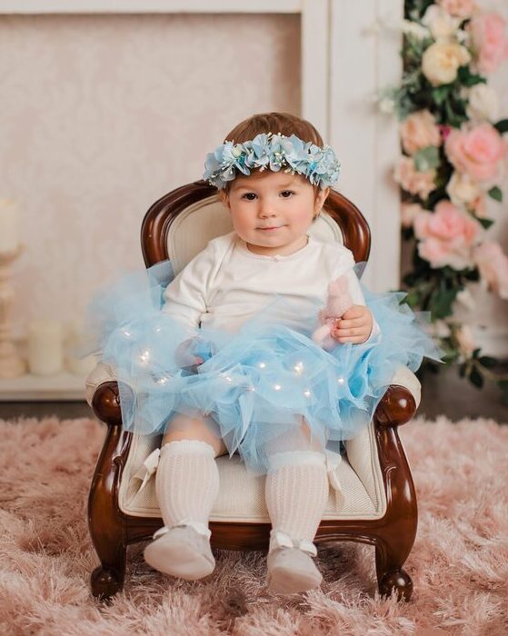 Skirt with Lights, Crystal, for Babies, Baptism and Mot