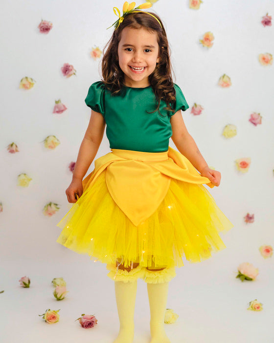 Skirt with Candles, Yellow Flower (Tulip, Narcissus, Dandelion) for Spring, Celebration 