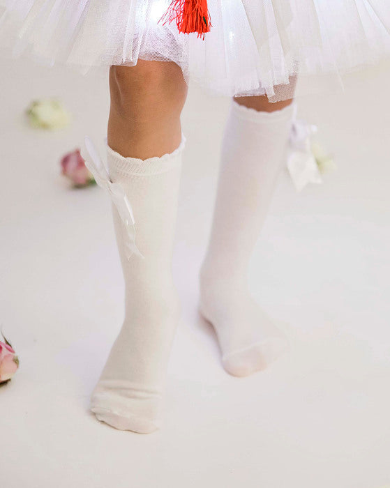 White Bow Socks, School / Kindergarten