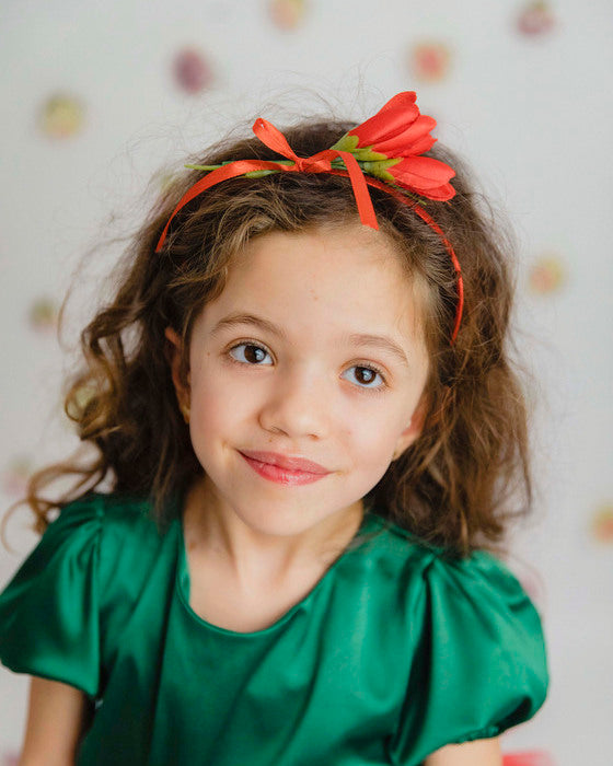 Red Tulip Headband, Red Flower, (Poppy, Rose, Peony, Carnation)