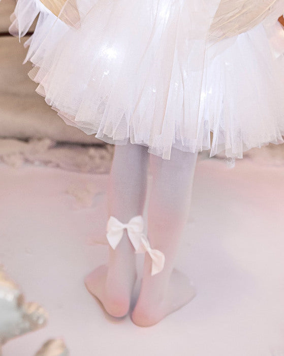 White Bow Tights, Soft, for Celebrations