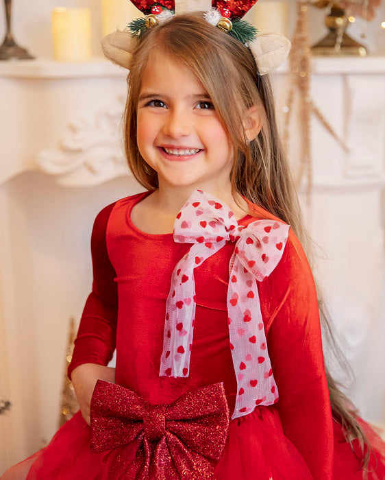 Velvet Red Blouse with Bow