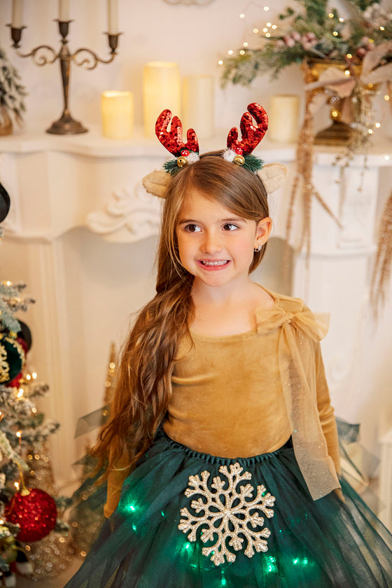 Christmas Royal Green Skirt with Lights