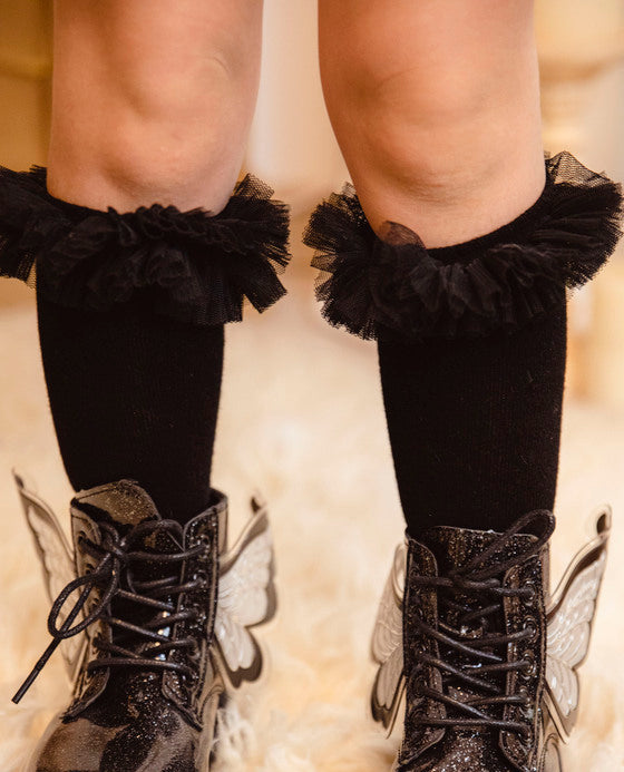 Șosețele cu Volanase Negre pentru Serbare