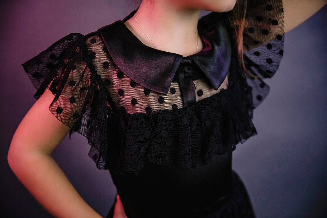 Girls' Black Wednesday Dress with Lights