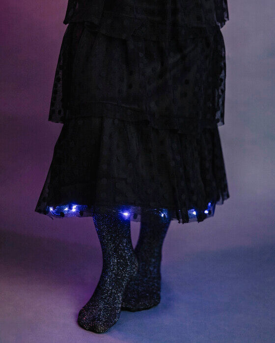 Girls' Black Wednesday Dress with Lights