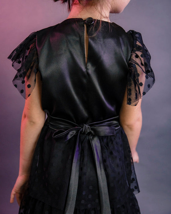 Girls' Black Wednesday Dress with Lights