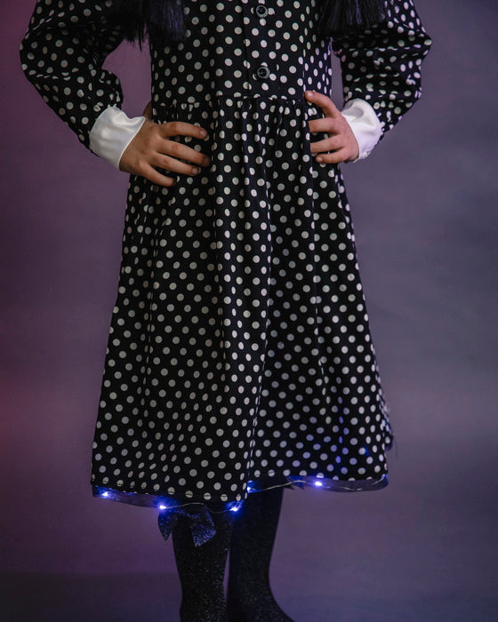 Black Polka Dot Halloween Dress, 10-12 years, girls