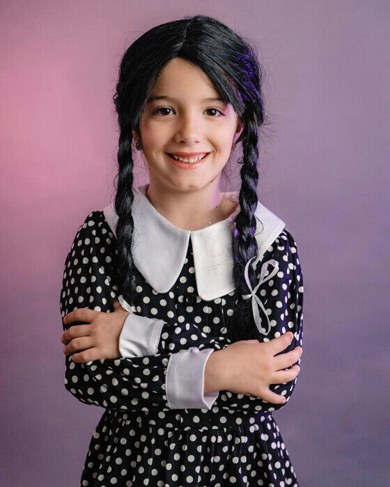 Black Polka Dot Halloween Dress, 10-12 years, girls