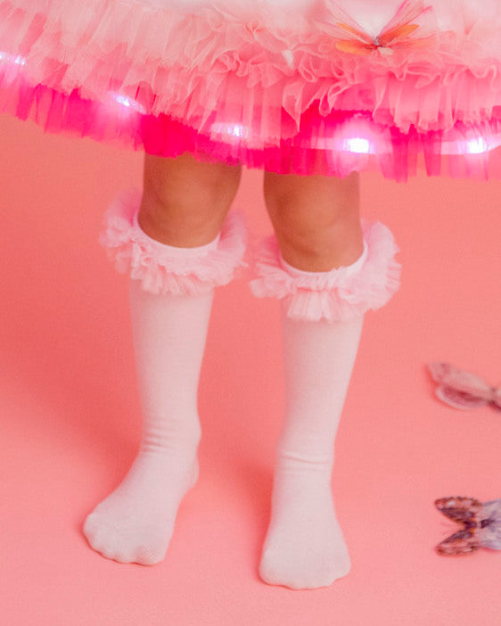Pink Tulle Ruffle Socks