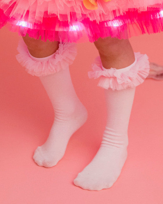 Pink Tulle Ruffle Socks