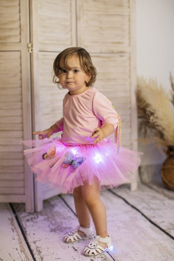 Skirt with Lights, Butterfly, for Babies, Baptism and Wedding 